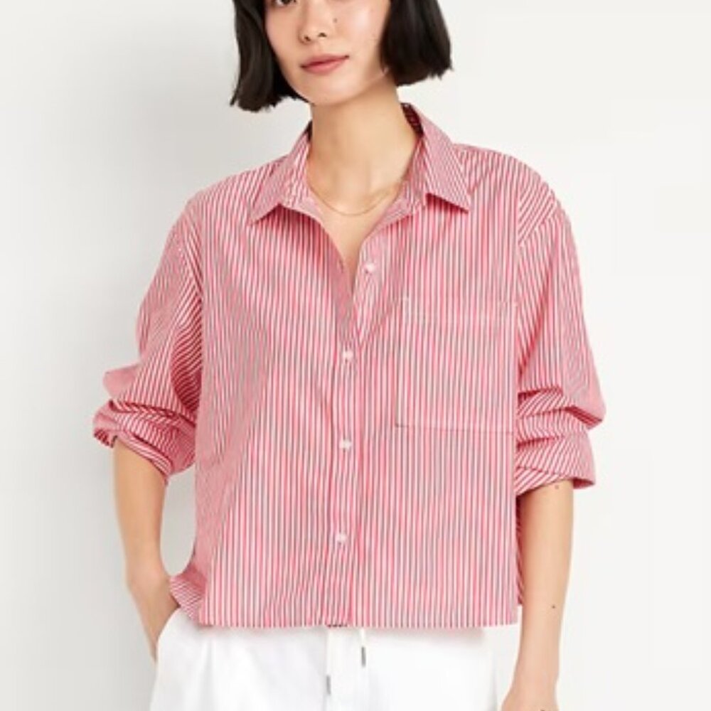 Old Navy Cropped Button-Down Oxford Shirt Size XL